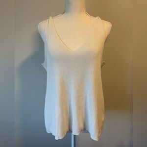 Ichi Ivory Knit Tie Strap Tank Top Size Large